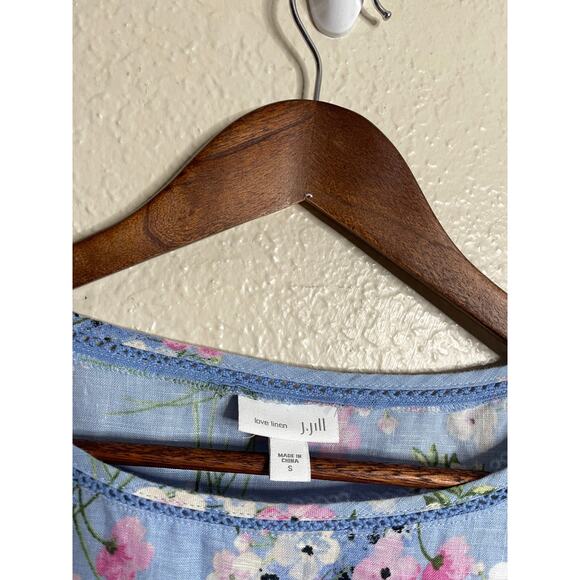 J. Jill Love Linen Floral Shift Dress Blue Pink White Flowers Womans Small - Picture 11 of 11